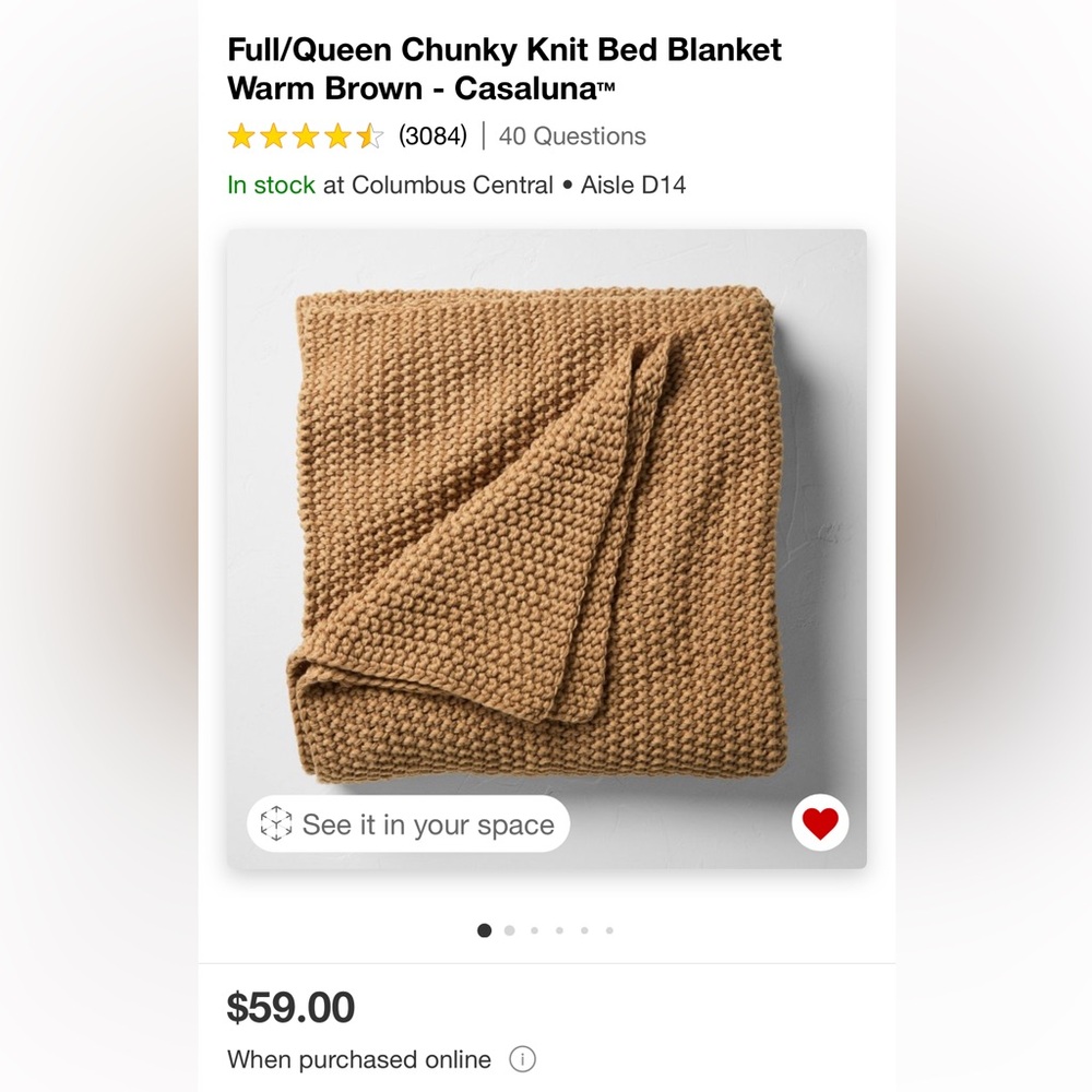 Casaluna Chunky Knit Bed Blanket- Full/Queen- Warm Brown